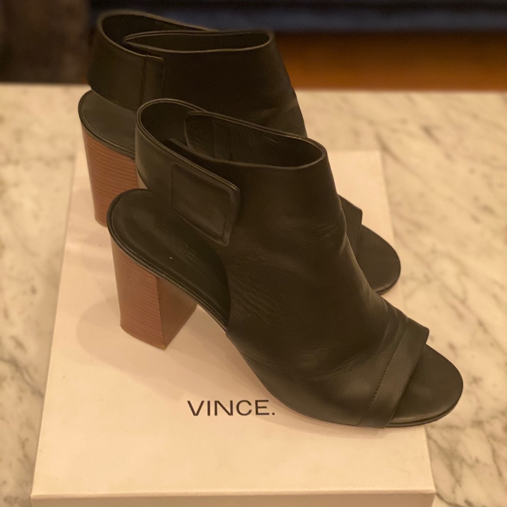 Vince Black Faye Open toe booties
